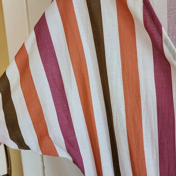 Cotton striped midi summer dress button down v neck - Picture 5 of 8